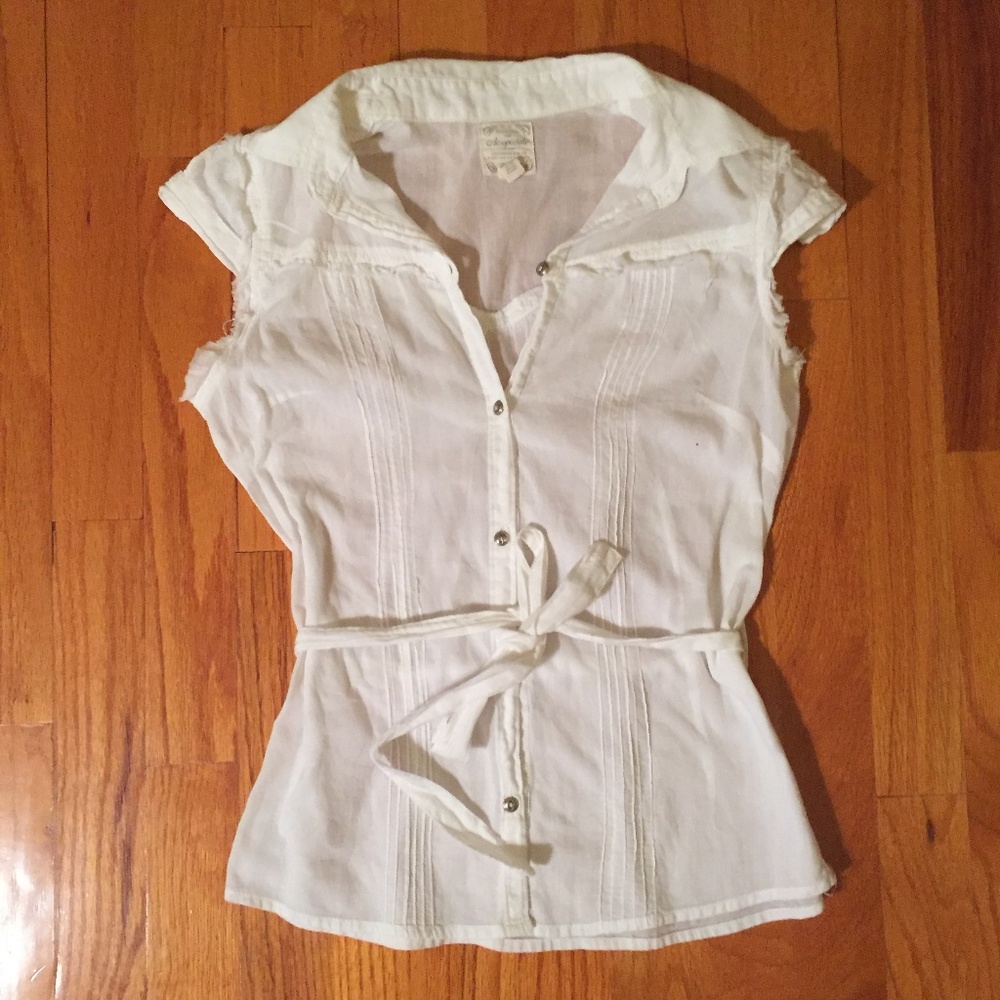 aeropostale white cotton button down blouse